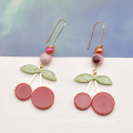 Newest design stainless steel hook earrings cute cherry drop earrings